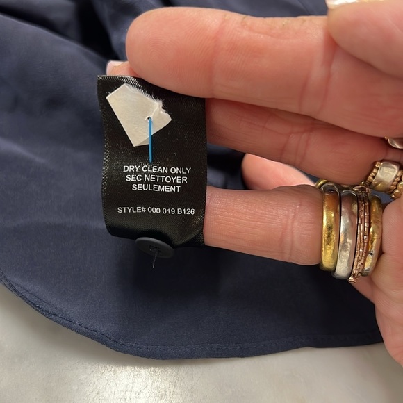 Rebecca Taylor Sara Lace Panel Silk Long Sleeve Blouse Ties at Cuff size 2 Navy - Picture 5 of 12